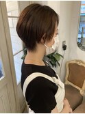 大人気丸み骨格補正前下がりショートボブ30代40代梅ヶ丘美容室