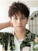 束感アースカラー斜めバング爽やかマッシュパーマB越谷
