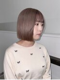 ミルクティーピンクグレージュカラー韓国ヘアミディアムレイヤー