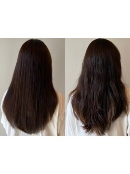 こだわりのアフターケアで1か月後の仕上がりまでキレイに♪思わず触りたくなるような質感の艶髪を叶える！