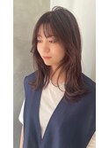 顔周り小顔レイヤーカット 大人くびれヘア ほんのりピンク
