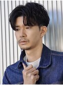 ニュアンスパーマ ツーブロックショート センターパート
