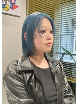 ノル 栄矢場町(nol)&nbsp;くすみブルー 切りっぱなしボブ