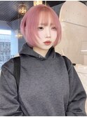 レイヤーカットミルクティーベージュケアブリーチダブルカラー