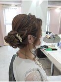 編み込み×サイドアップ