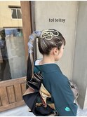 考案★『しらさぎ結び』×タイトポニー水引き銀箔アレンジ