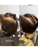 ストレート縮毛矯正ナチュラルショートボブ大人可愛い