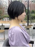 美髪シアーカラーピンクブラウンショートカット切りっぱなしボブ
