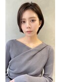 大人可愛い20代30代40代黒髪前下がりショートボブ丸みショート◎