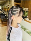 サイドコーンロウストレート4本/ハイトーン/イメチェン/エクステ