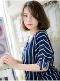 mod's姪浜/マロンベージュかきあげバング大人美人抜け感ボブi