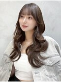 ウェーブヘアロングレイヤーシースルーバングくびれロング