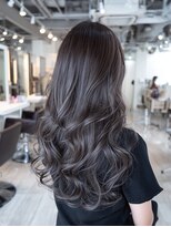 アース 東戸塚店(HAIR & MAKE EARTH) 暗めカラー透け感ラベンダーアッシュ×ブリーチなし韓国風ロング