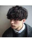 ニュアンスパーマ/マッシュ/束感/ダークブラウ/爽やか/阪急桂