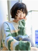 ショートウルフ/ハッシュレイヤーボブ/黒髪/ダークアッシュ/元町