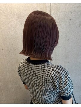 ロッカヘアエジェ(ROCCA hair eje.) デザインカラー大人可愛いモーヴピンクボブ
