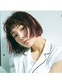 ヌードなピンクの切りっぱなしボブ〔Belle銀座〕