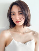 エインアンリー 明治神宮前(AIN.ANLY.)&nbsp;4ぱっつん前髪流し前髪鎖骨ミディアムボブ耳かけボブパーマ小顔