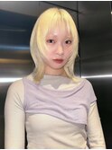 抜きっぱなしブロンド_レイヤーカット_前髪カット