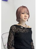 ピンクベージュ＋レイヤーボブ