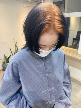 ソイ 下北沢(soi) 【Orange Roots】ルーツカラー_センターパート_ケアブリーチ