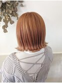 #オレンジカラー# オレンジベージュ#韓国ヘア# 外ハネボブ