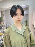 ショートボブ丸みショートカットマッシュショート前髪あり