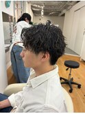 波巻きスパイラルパーマ×大人の刈り上げないメンズマッシュ