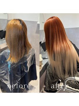 サロウィン 静岡 呉服町通り店(SALOWIN) 【ミディアム⇒胸下の長さ】オレンジブラウン×ホワイトベージュ