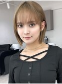 イメチェンピンクベージュアンブレラカラー前髪
