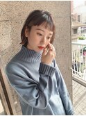大人かわいい外ハネボブ耳かけ前下がりミニボブインナーカラー