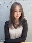 ミディアムレイヤーカットウルフカットミルクティーベージュボブ