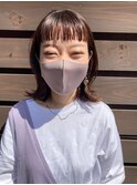 マスクに合う♪オン眉ワイドバング×切りっぱなし外ハネボブ☆