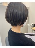 ショートヘア_マロンベージュ Aラインボブ かきあげ