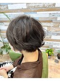 マッシュショートボブ×シースルーハイライト×インディゴグレー