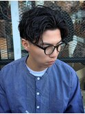 1419黒髪アッシュブラックアップバング束間ツーブロック刈り上げ