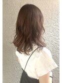 ピンクトーングラデーションセミロング