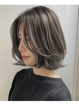 ネックス 表参道本店(nex) デザインカラーレイヤーカットウェットヘアオリーブベージュ白髪