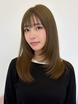 ルージュシー 堀江(RU10C) レイヤーカット/ブリーチなしダブルカラー/オリーブベージュ