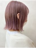 【Euphoria/岩崎】ぱっつんボブラベンダーピンク暖色系カラー