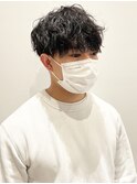 束感刈り上げメンズ韓国マッシュパーマ×無造作ソフトスパイラル