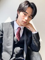 小顔ツーブロックマッシュ/束感/センターパート/メンズカット