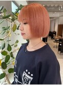 <森千晶>暖色系カラー x ぱっつんボブ
