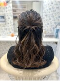ハーフアップ×ウェーブ巻き/結婚式お呼ばれヘア/参列ヘア