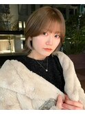 ナチュラル小顔前髪あり後れ毛サイドバング結べるボブくびれヘア