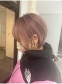 20代30代大人可愛いシアーピンク透明感艶ストレート