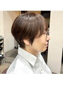 くびれショート　白髪ぼかし　オリーブブラウン　八木