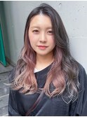 インナーカラー☆イヤリングカラー☆アッシュ☆ピンク☆レイヤー