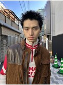 スパイキーショート/メンズ/メンズカット/ダウンパーマ/眉毛