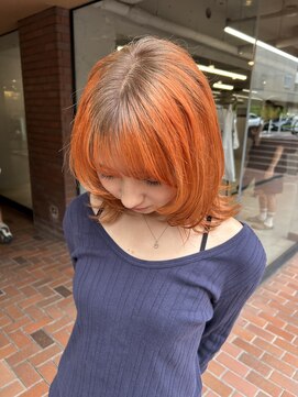 ノラ ヘアーサロン(NORA HAIR SALON) ブラウンルーツオレンジブリーチカラーレイヤーカット